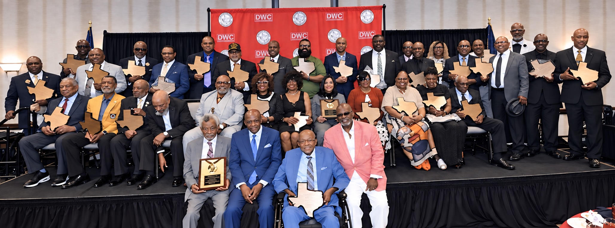 Honorees on stage at the 2025 PVILCA banquet